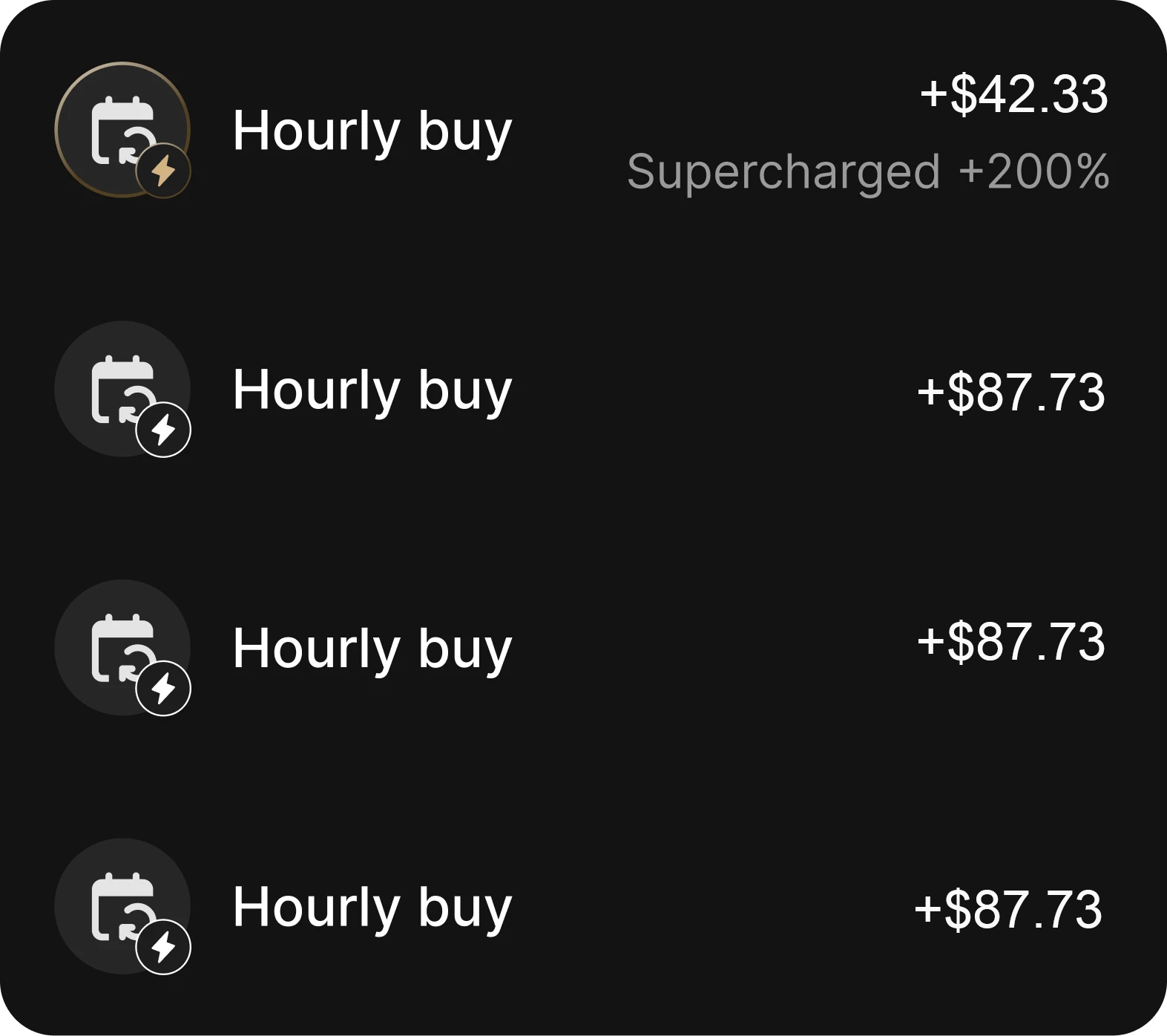 TOYOUTO's recurring Bitcoin purchase interface